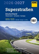 Cover ADAC Superstraßen Autoatlas 2026/2027 Deutschland 1:200.000, Österreich, Schweiz 1:300.000 mit Europa 1:4,5 Mio.
